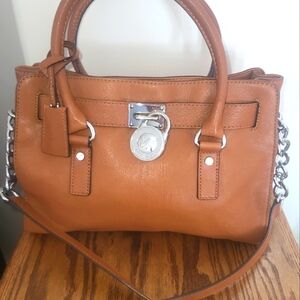 Michael Kors Leather Satchel with Silver Hardware